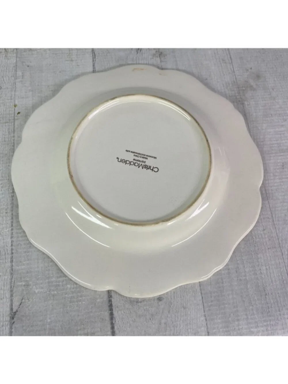 Chris Madden JCPenny ADALINA Ivory Embossed Stoneware Salad Lunch Plates Set 4